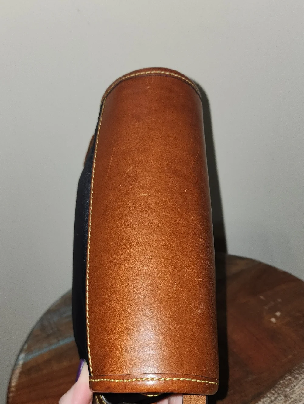 Dooney & Bourke Black and Brown Leather-Trim Nylon Messenger Crossbody Purse